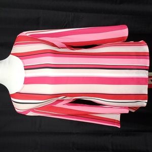 Worthington pink/red striped blouse